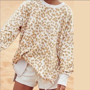 NWOT Aerie Pink Cheetah Desert Sweatshirt